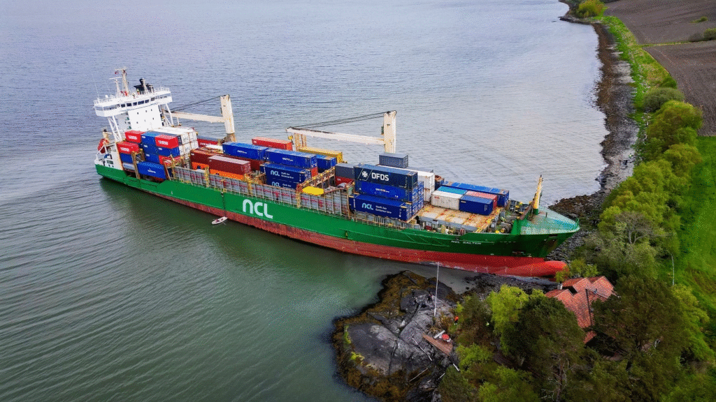 Tàu container suýt đâm vào nhà dân do hoa tiêu ngủ gật tại Na Uy