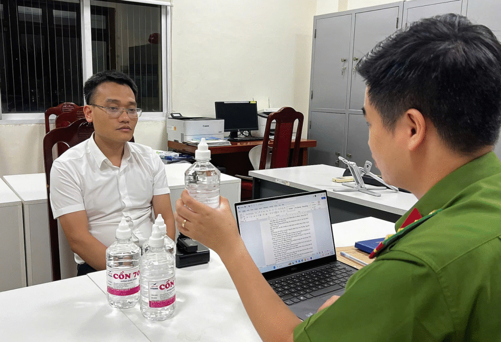 Phó Chủ tịch thị trấn tại Hà Nội bị khởi tố vì sản xuất cồn y tế giả gây nguy hại sức khỏe